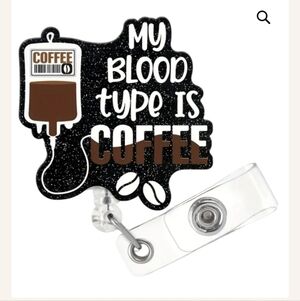 Coffee-Themed Badge Reel Holder - Black and Brown